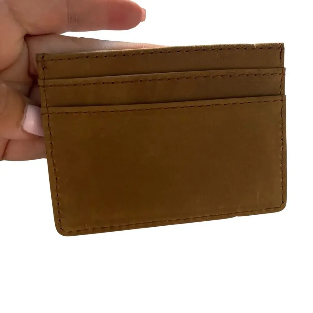 NWT Men's Justin Two Tone Chestnut Genuine Leather Card Wallet w/ Embossed Logo